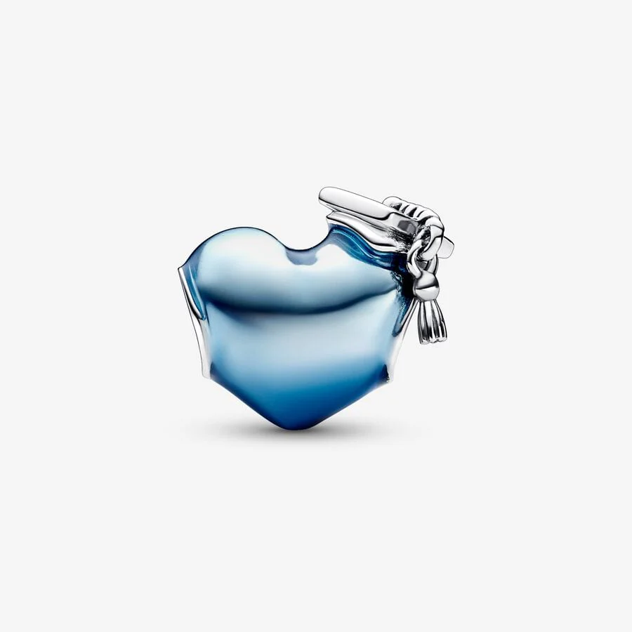 Blue 2025 Graduation Heart Charm Hallmarked S925 Sterling Silver - Image 3