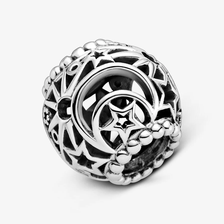 Openwork Sun, Stars & Moon Charm Hallmarked S925 Sterling Silver - Image 3