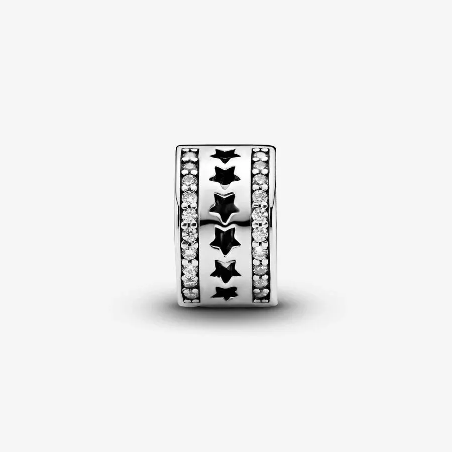 Row of Stars Clip Charm Hallmarked S925 Sterling Silver - Image 3