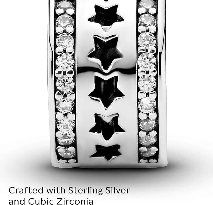 Row of Stars Clip Charm Hallmarked S925 Sterling Silver - Image 4