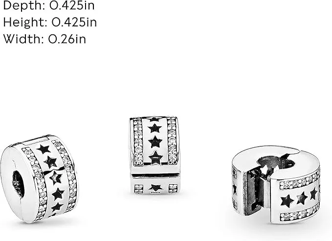 Row of Stars Clip Charm Hallmarked S925 Sterling Silver - Image 5
