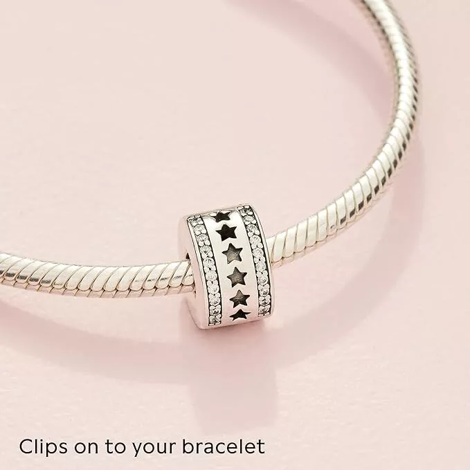 Row of Stars Clip Charm Hallmarked S925 Sterling Silver - Image 6