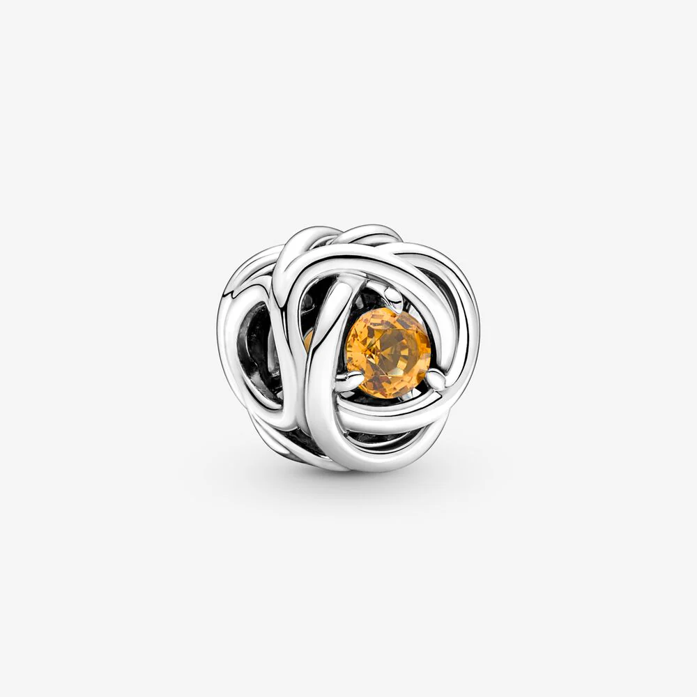 S925 Birthstone Eternity Circle Months Sterling Silver Charms Collection - Image 13