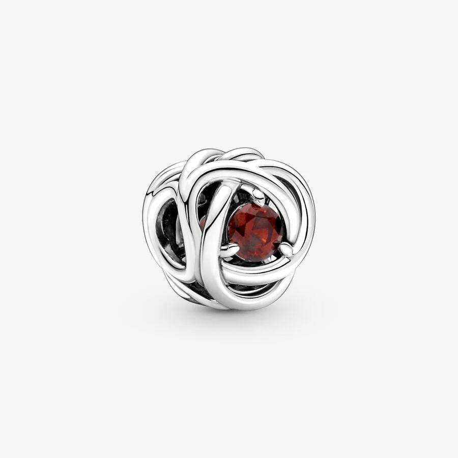 S925 Birthstone Eternity Circle Months Sterling Silver Charms Collection - Image 16
