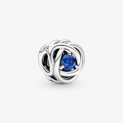 S925 Birthstone Eternity Circle Months Sterling Silver Charms Collection - Image 9