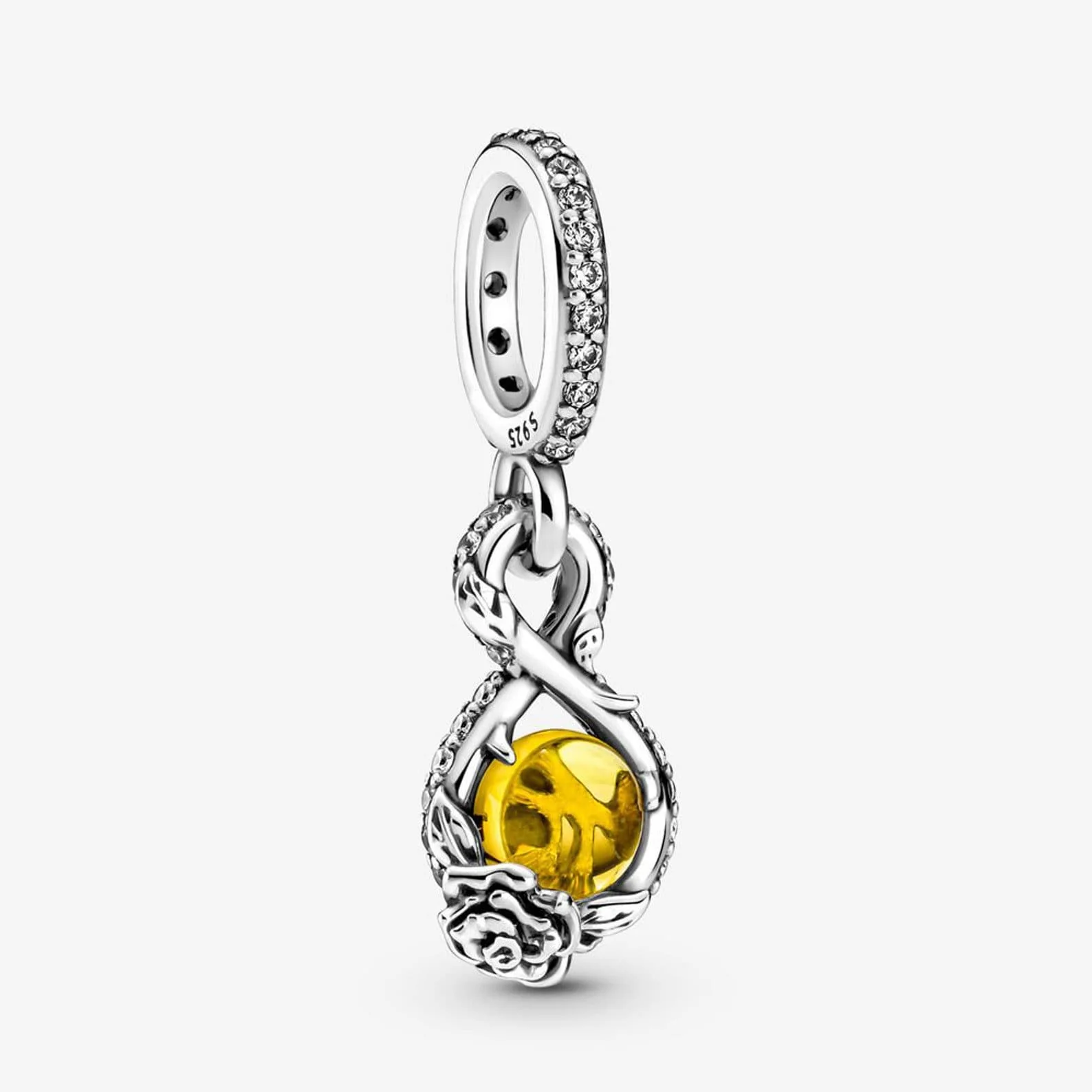 S925 Disney Beauty & Beast Dancing Belle Enchanted Rose Princess Sterling Silver Charms Collection - Image 4
