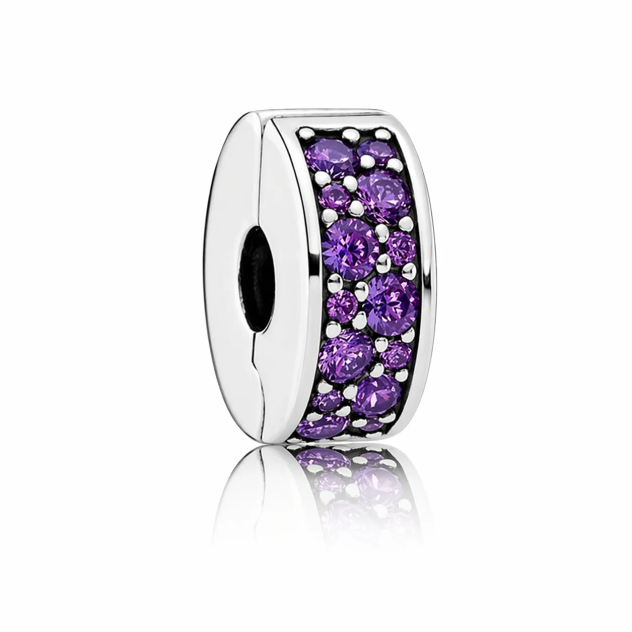 S925 Round Clip Stopper Clear Pink Blue Purple Sterling Silver Charm Collection - Image 13