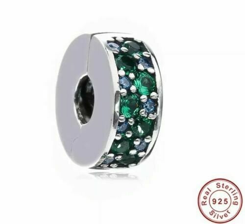 S925 Round Clip Stopper Clear Pink Blue Purple Sterling Silver Charm Collection - Image 5