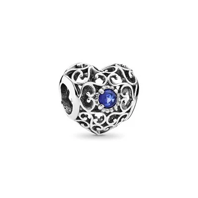 S925 Signature Heart Birthstone Months Sterling Silver Charms Collection - Image 13